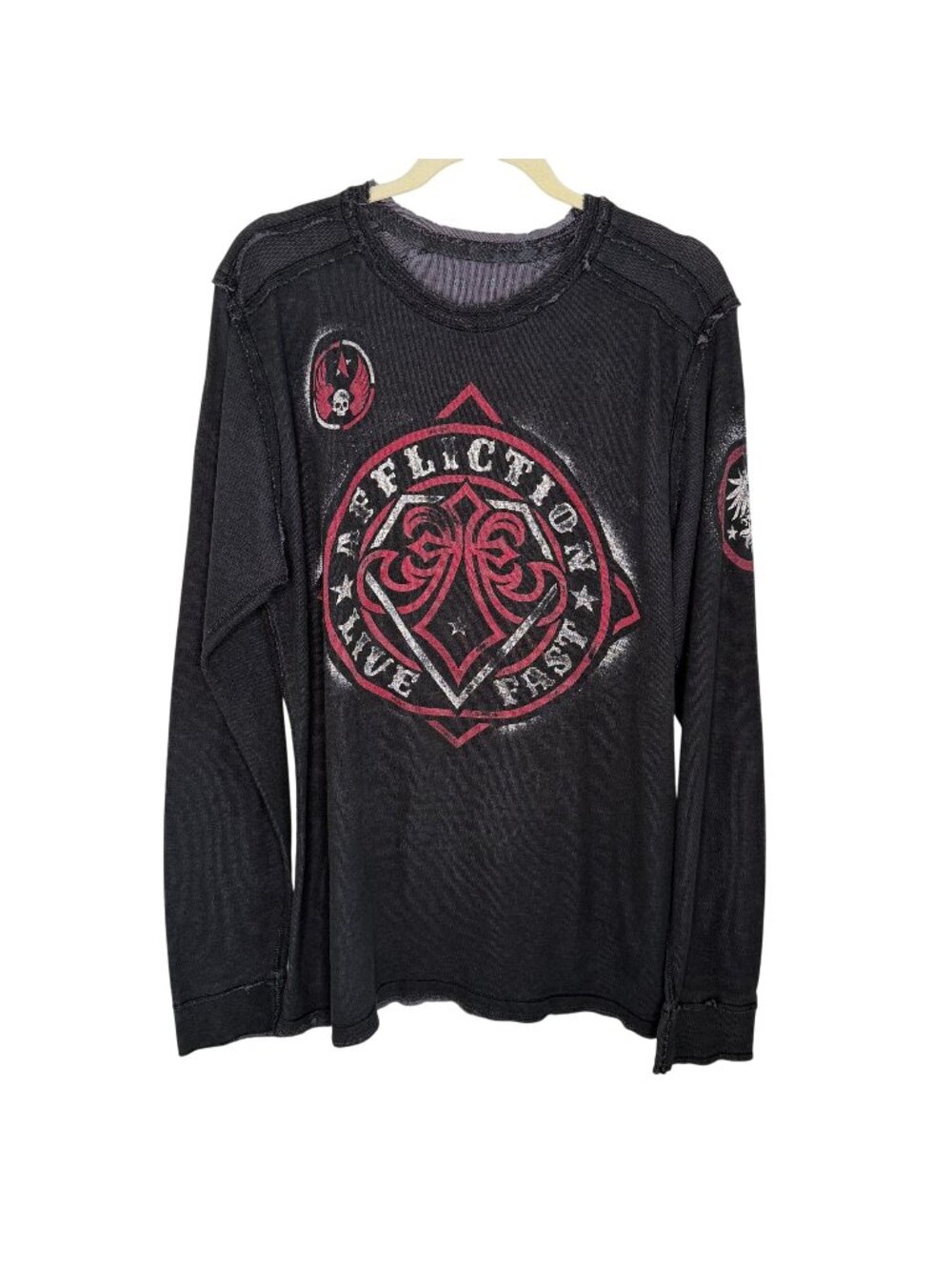 Affliction Reversible Long Sleeve Graphic Thermal Shirt, L